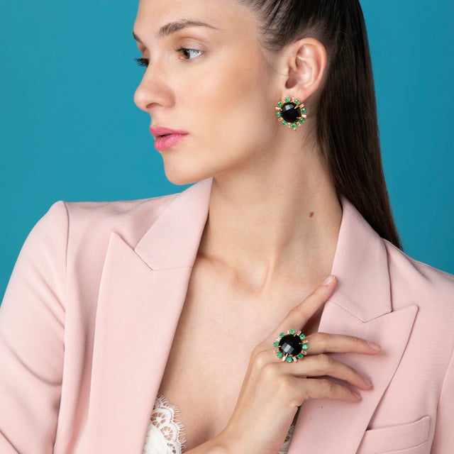 Contemporary Elsa Studs, Black, Pierced For Sale - Image 3 of 3