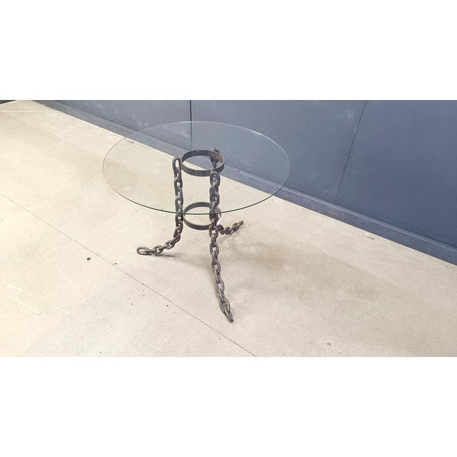 Brutalist Chain Link Coffee Table with Glass, 1970s For Sale - Image 6 of 11