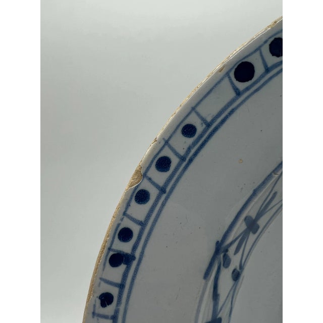 Antique Tin Glazed Earthenware Delft Blue Decorated Plate, English, Circa 1750's For Sale - Image 4 of 12