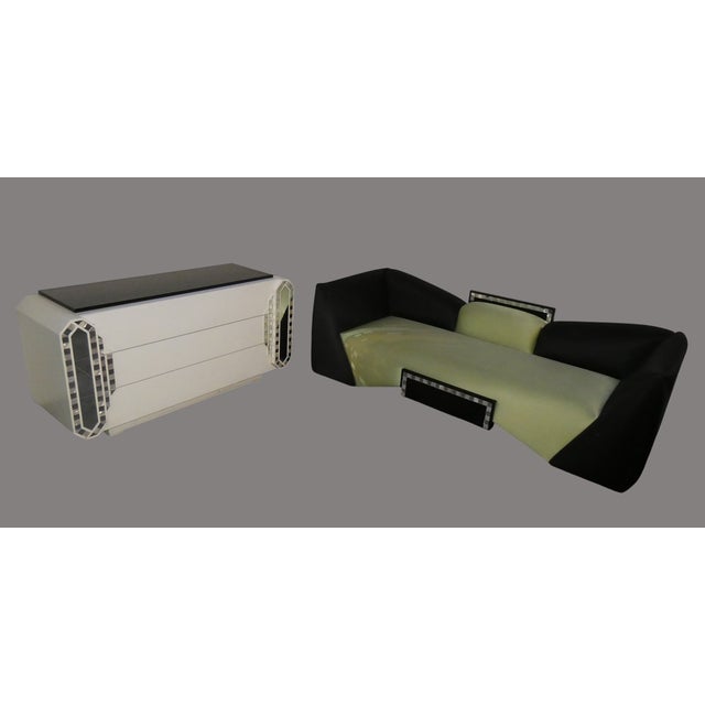 Sofa with chest of drawers in true hollywood regency style by manuel da costa, a designer of the 1970s and 1980s who...