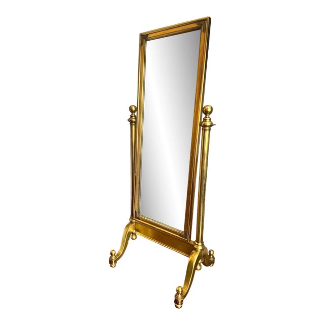 1970s Hollywood Regency Giltwood Cheval Floor Mirror For Sale