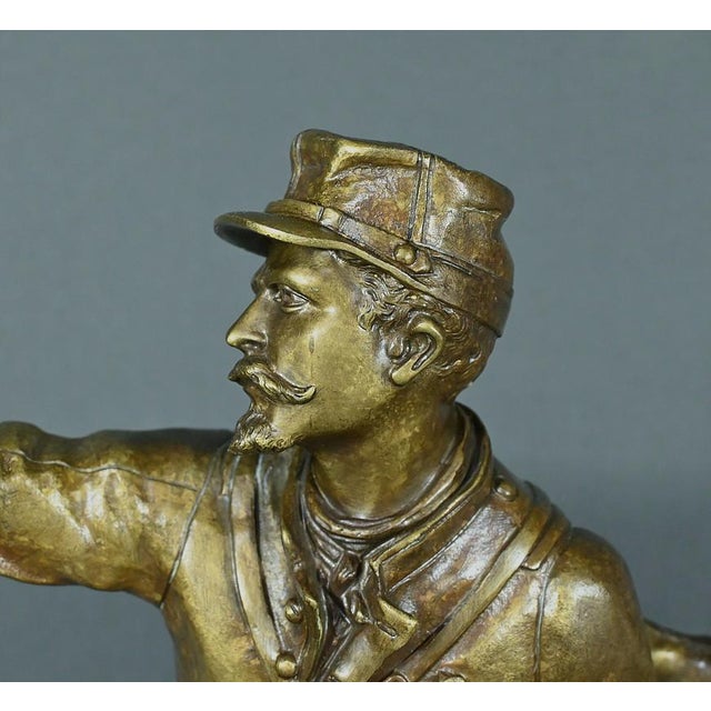 The Defense of the Flag in Bronze by C. Anfrie, Late 19th Century For Sale - Image 6 of 18