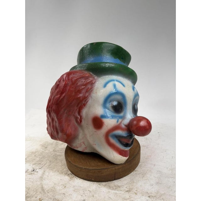 Blue Fiberglass Clown Head Sculpture with Wooden Base, 1960s For Sale - Image 8 of 14