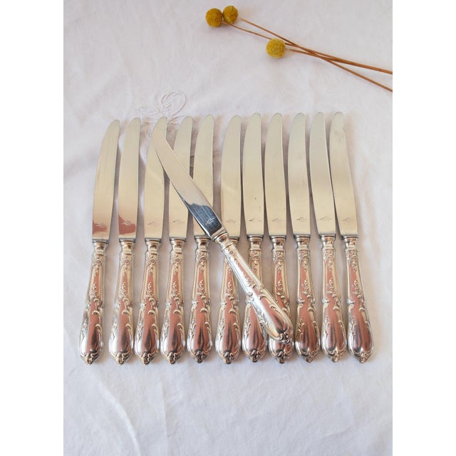 Rococo Vintage French Table Knife Set, 1940s, Set of 12 For Sale - Image 3 of 6