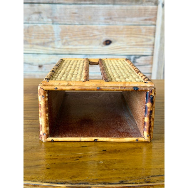 A charming little touch of Old Florida. This vintage tissue box cover features beautifully figured tortoiseshell bamboo...