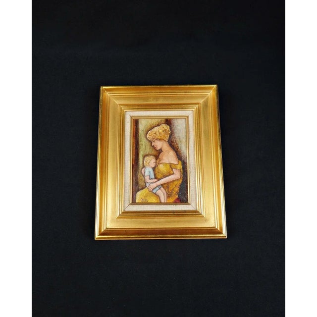 Claude Voisin, Mother Breastfeeding Her Child, Oil on Panel, 1977, Framed For Sale - Image 12 of 12