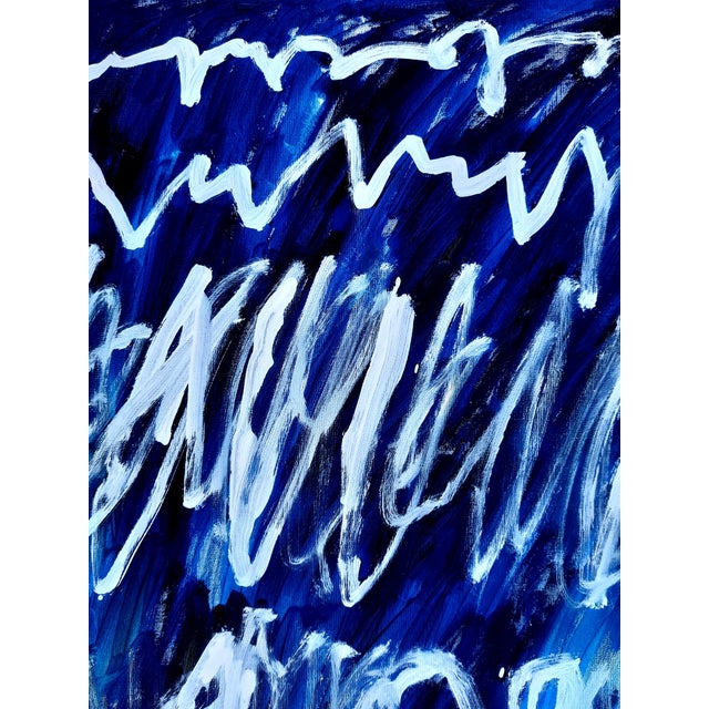 19.6" X 25.5" - Cy Twombly Inspired Abstract Original Oil Painting, Unframed For Sale - Image 6 of 7