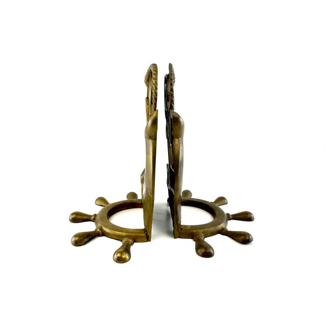 Vintage Solid Brass Nautical Anchor Bookends, a Pair For Sale - Image 4 of 10