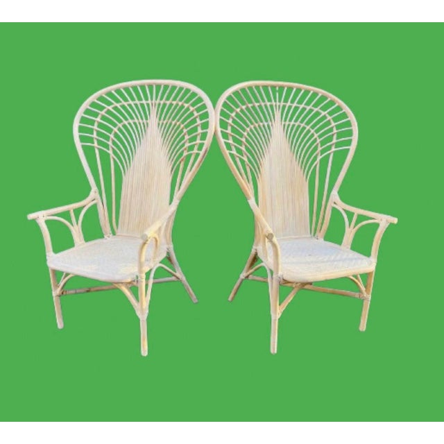 Simply stunning to say the least, very impressive and rare complete set of Bamboo & wicker dining chairs. Perfect for your...