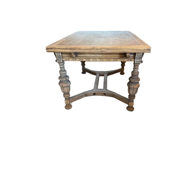 Jacobean Bleached Wood Antique Extendable Dining Table For Sale - Image 4 of 9