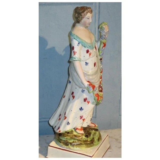 Large Antique 19th Century Enoch Wood English Staffordshire Pearlware Figure of Flora C. 1820 For Sale - Image 4 of 7
