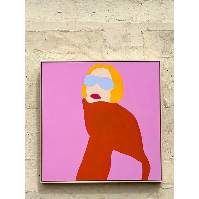 Pop Art Contemporary Op Art Acrylic Figurative on Canvas For Sale - Image 3 of 12