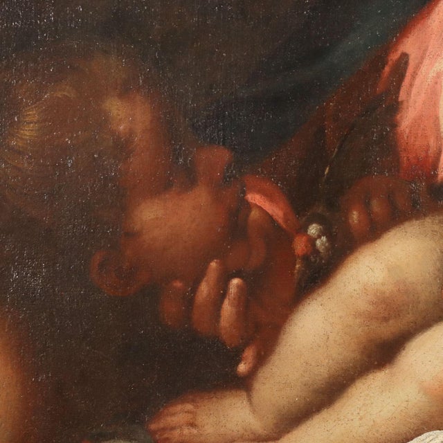 Virgin Mary with Child and Saint John, Oil on Canvas, 17th Century, Framed For Sale - Image 7 of 12