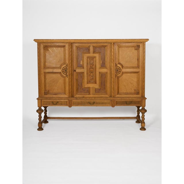 Sideboard with Carved Panels and Turned Legs, 1920s For Sale - Image 10 of 10