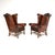 A magnificent pair of antique leather wing back armchairs. They were made in England, and they date from around the...