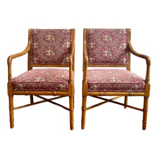 Pair of Faux Bamboo Hickory Chairs For Sale