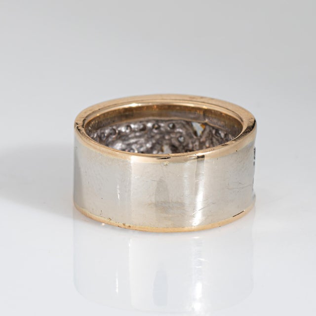1980s 80s Vintage 1.25ct Diamond Cigar Band 14k Yellow Gold Sz 7 Ring Mixed Cuts For Sale - Image 5 of 7