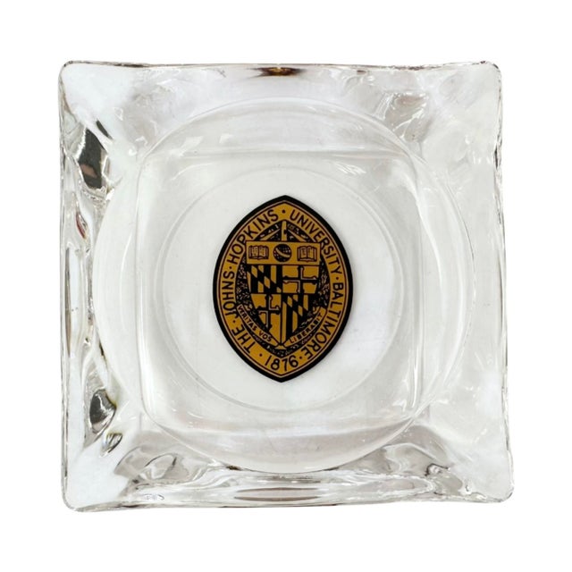 Vintage Johns Hopkins University Glass Ashtray Dish For Sale - Image 4 of 7