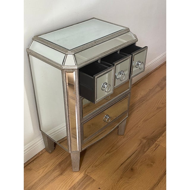 Reduced -Small Mirrored Commode Chest of Drawers For Sale - Image 4 of 4