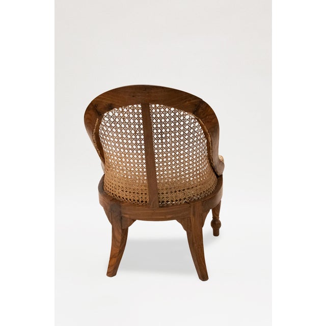 Early 20th Century Pair of British Colonial Teak Caned Bergeres For Sale - Image 5 of 5