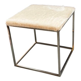 Hair on Hide Vanity Stool, Off White For Sale