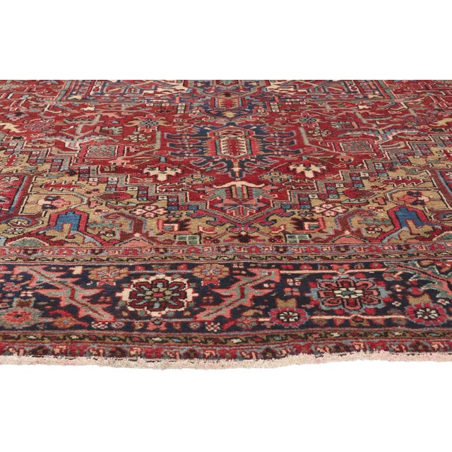 Mid 20th Century Vintage Persian Heriz Rug, 09'01 X 11'11 For Sale - Image 4 of 10