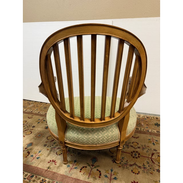 Brown Louis XVI Reproduction Teak Wood Lounge Chair For Sale - Image 8 of 12