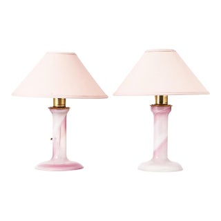 Pair of Antique Swedish Glass Lamps For Sale
