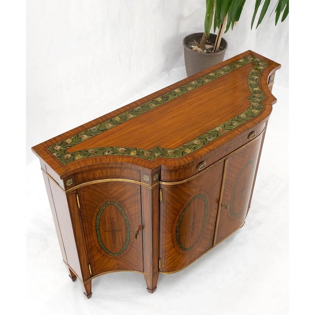 Adams Style Paint Decorated Sideboard Credenza Two Door Cabinet Satin Wood For Sale - Image 4 of 12