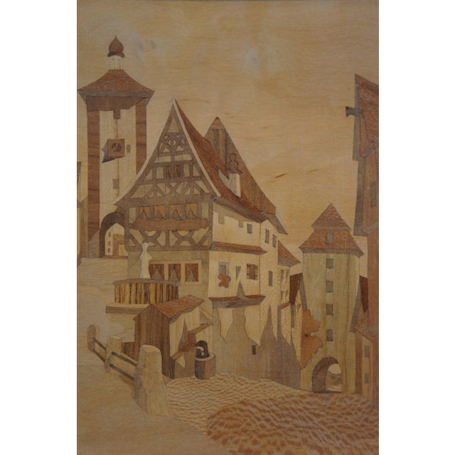 2 Schild Intarsia German Wood Inlay Marquetry Cityscapes Street Scenes 11" For Sale - Image 6 of 12