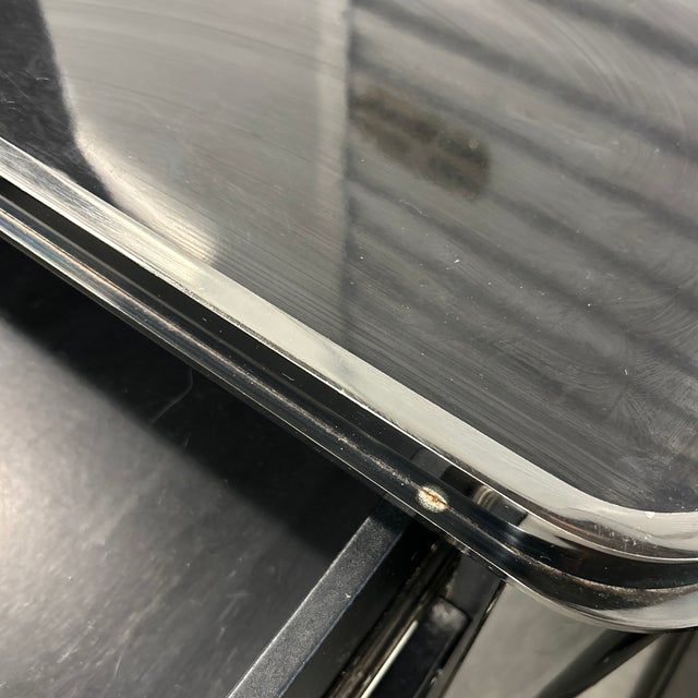 Metal Design Institute of America Chrome and Black Enamel Nightstands - A Pair For Sale - Image 7 of 12