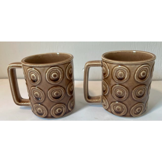 Love these pretty mid century coffee mugs with geometric design, made in Japan.