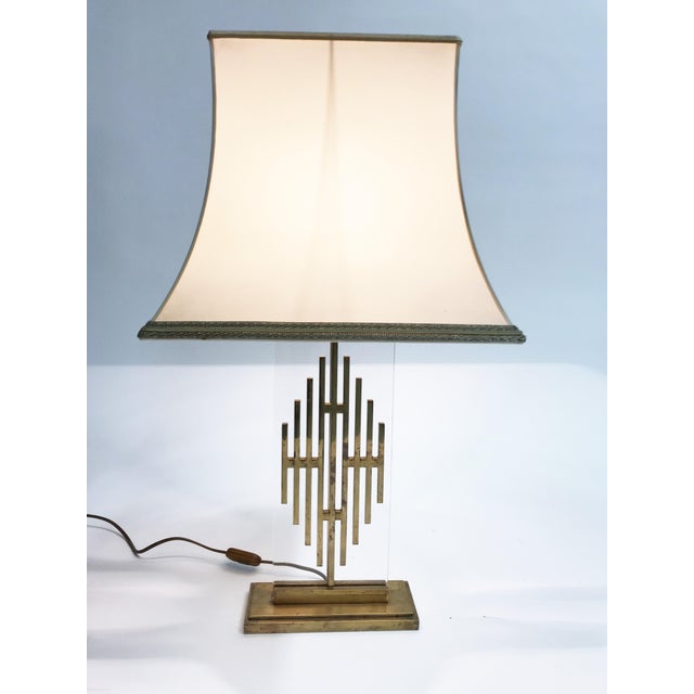 Mid-Century Bronze and Fabric Table Lamp, 1960s, in Very Good conditions. Designed 1960 to 1969 Up to 250V (Europe/UK...