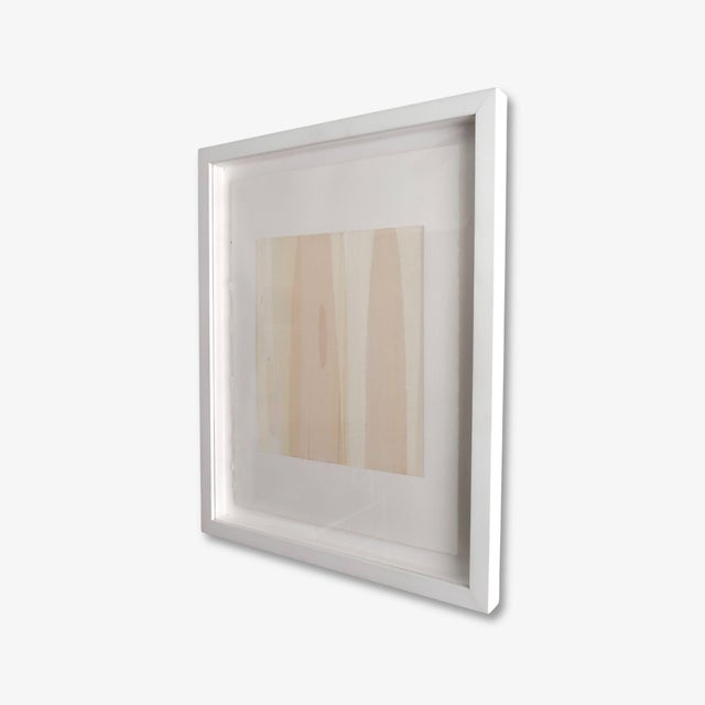 An original abstract work on paper by multidisciplinary artist Casey R. Klein, presented in a custom white shadow-box...