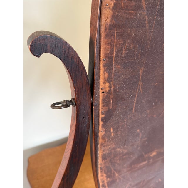 Restored Antique Serpentine Two-Tone Tiger Oak Vanity With Biomorphic Mirror For Sale - Image 6 of 10