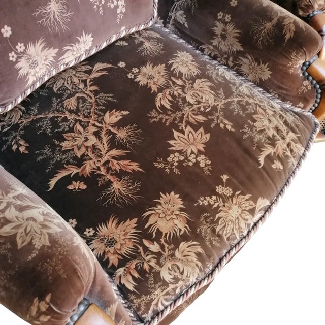 Brown Armchairs in Velvet and Vienna Straw, 1970s, Set of 2 For Sale - Image 8 of 13