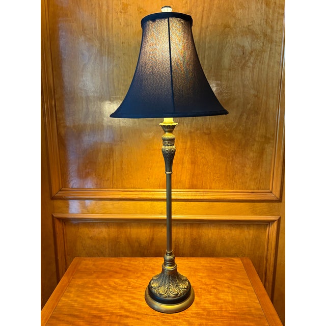 Late Twentieth Century Gold and Black Neoclassical Style Buffet Lamp From the Bombay Company For Sale - Image 10 of 10