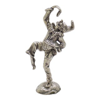 Vintage Italian Handmade Genuine Sterling Silver 925 Pulcinella "Commedia Dell'Arte" Figurine Miniature For Sale