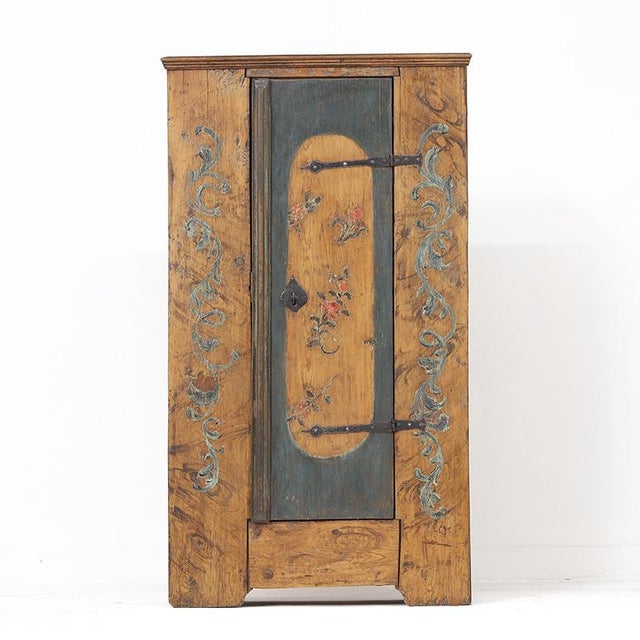 Primitive Rustic Farmhouse Folk Art Painted Bridal Cabinet For Sale - Image 14 of 14