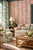 Chinoiserie Mahjong Floral Stripe Grasscloth Wallpaper by House Party | Coral Crack | 6 Yards For Sale - Image 3 of 10