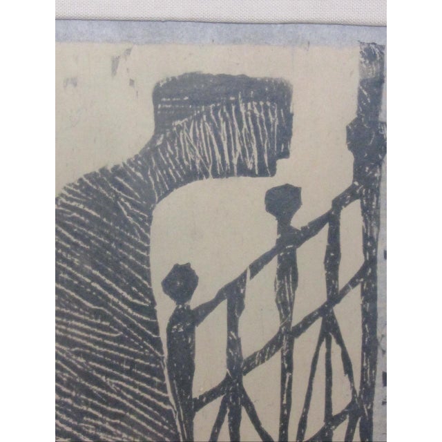 1950s Signed Margo Hoff Woodblock Print For Sale - Image 5 of 16