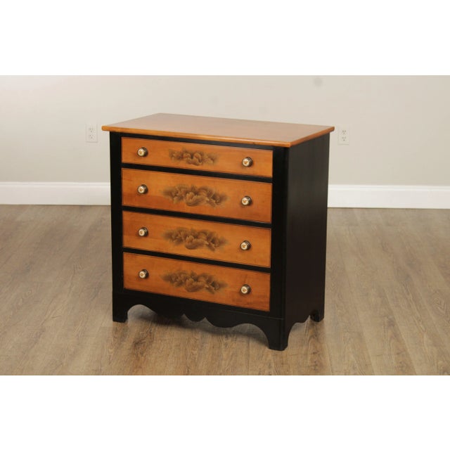 High Quality Solid Maple Wood Chest with Four Dovetailed Drawers and Stencil-Painted Decoration, Retailed by Carl N. Rist...