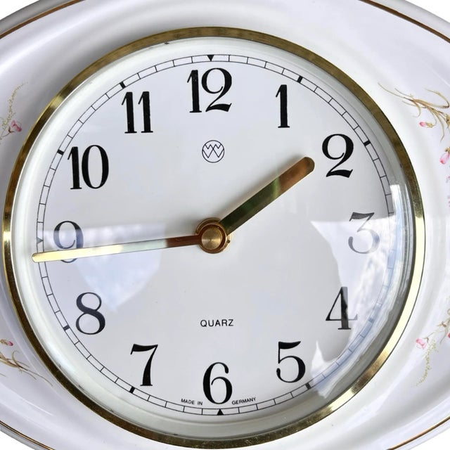 Wallendorfer Porzellan Porcelain Wall Clock, Germany 1980s Quartz For Sale - Image 12 of 12