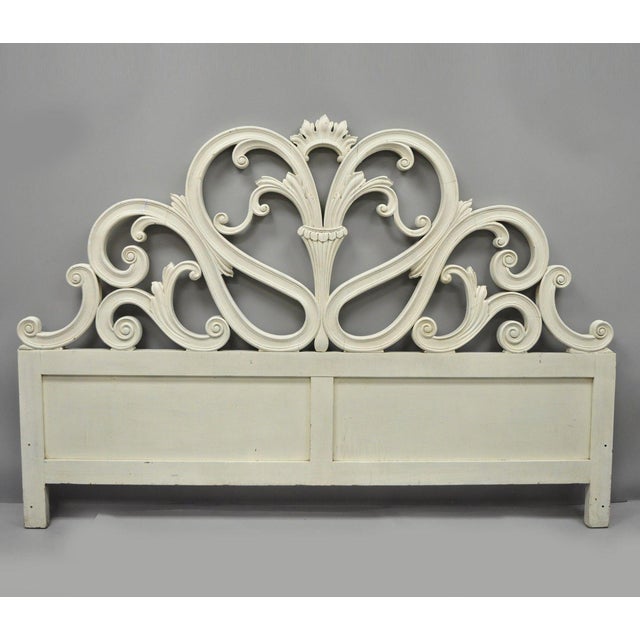 Vintage French Provincial Rococo Shabby Chic Carved Wood King Size Headboard Chairish
