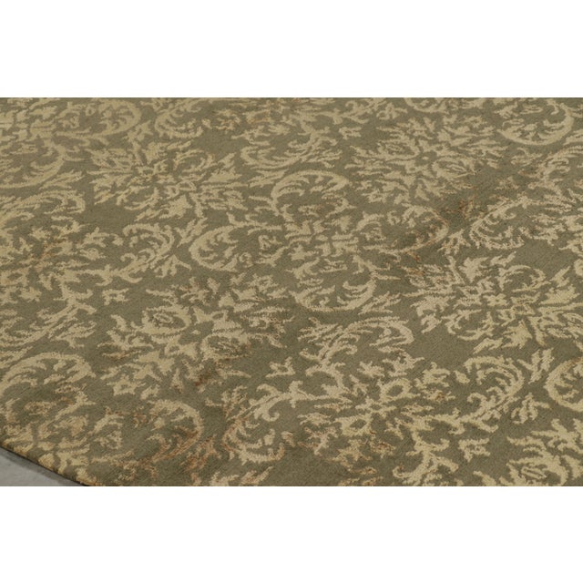 Rug & Kilim Rug & Kilim’s European Style Rug in Green and Brown With Arabesque Patterns For Sale - Image 4 of 8