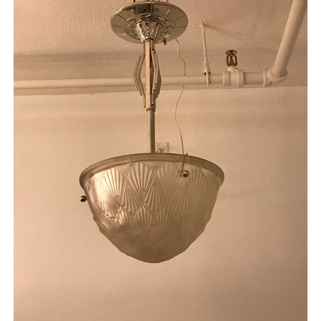 French Art Deco Pendant Chandelier by Hettier and Vincent For Sale - Image 9 of 13