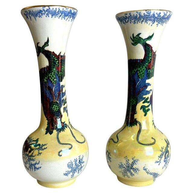 Vintage Dragon Vases by Frederick Rhead for Bursley Ware, 1930s, Set of 2 For Sale - Image 11 of 11