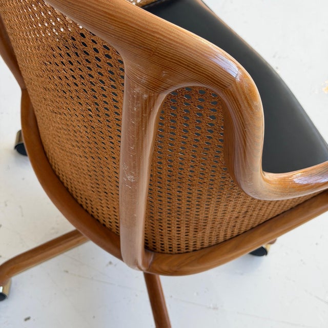 1990s Caned Swivel Desk Chair by Ward Bennett For Sale - Image 9 of 10