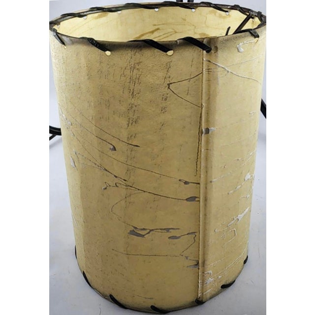 Mid Century Brass Desk Lamp in Black Finish - Center Tulip Flower Motif For Sale - Image 11 of 12