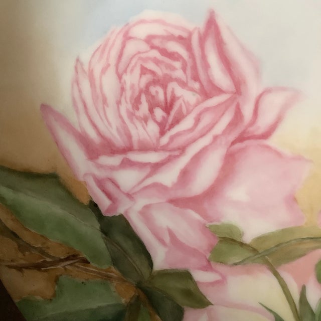 Rosenthal Germany Bavarian Wall Art Hand Painted Plate Features Cabbage Roses For Sale - Image 4 of 10